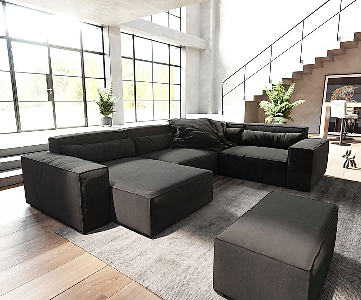 DELIFE Wohnlandschaft Sirpio, Mikrofaser schwarz 300x200 günstig online kaufen