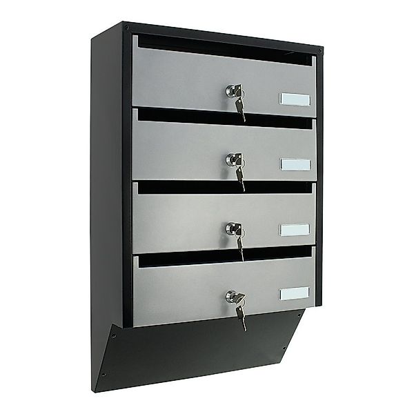 Profirst Briefkastenanlage Quattro 4 Haushalte silber/schwarz günstig online kaufen