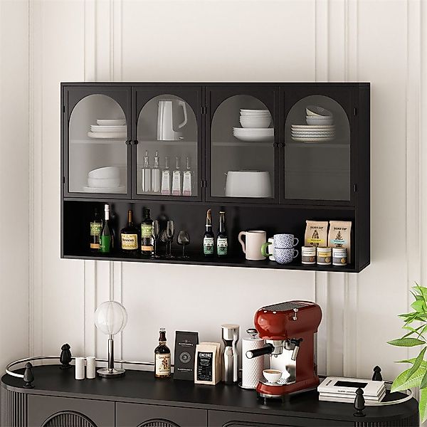MODFU Wandhängeschrank Hängeschrank,Four-door,Glass Wall Cabinet Storage, günstig online kaufen