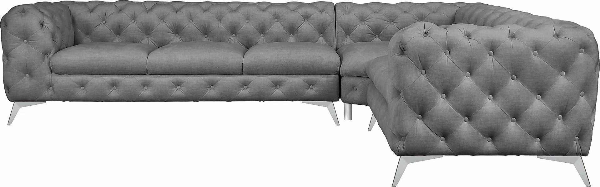 Leonique Chesterfield-Sofa "Ecksofa GLYNIS L-Form mit Wellenunterfederung, günstig online kaufen