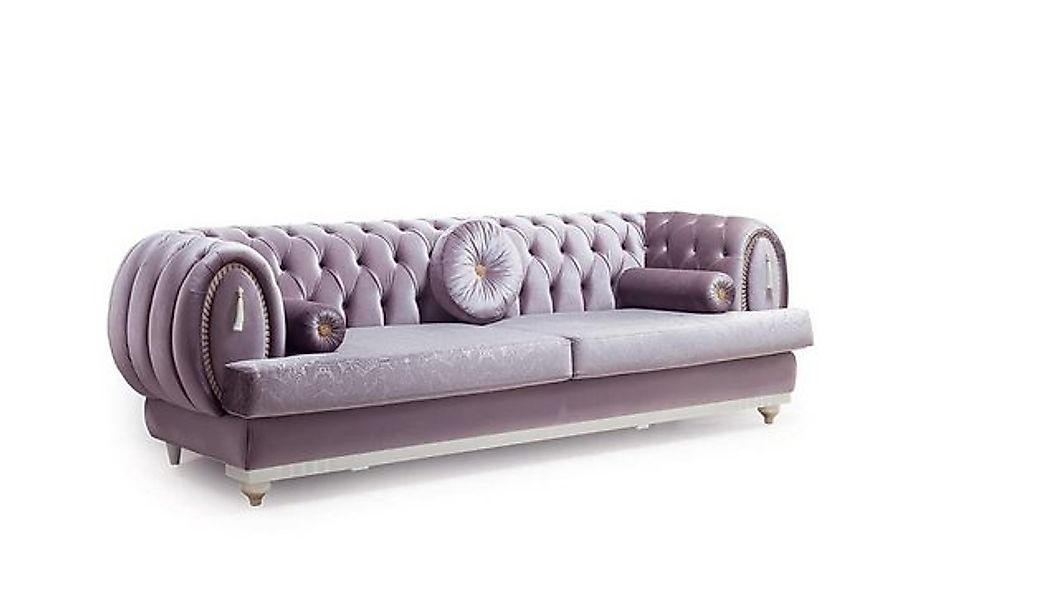 Xlmoebel 3-Sitzer Designersofa in Violett mit drei Sitzen und Chesterfield- günstig online kaufen