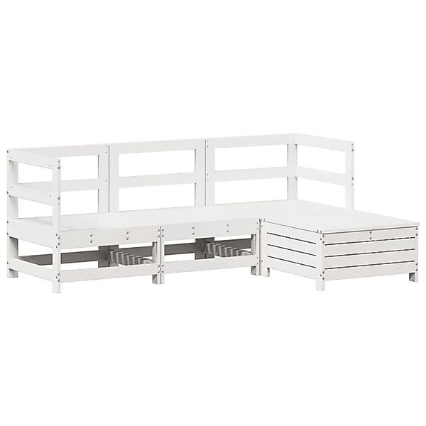 vidaXL 4-Tlg Garten-Sofagarnitur Weiß Massivholz Kiefer 3250785 günstig online kaufen