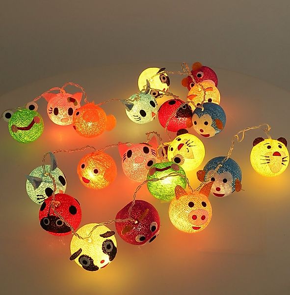 Guru-Shop LED-Lichterkette LED Lichterkette für Kids, 20 Stoffbällen mit.. günstig online kaufen