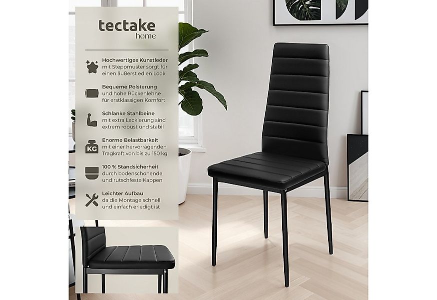 tectake Esszimmerstuhl Küchenstühle Kunstleder (Set, 8 St), Leicht, weich, günstig online kaufen
