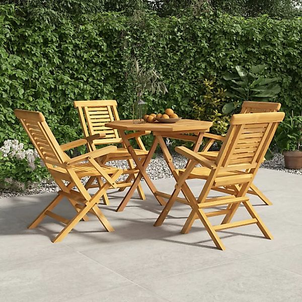 Vidaxl 5-tlg. Garten-essgruppe Massivholz Teak günstig online kaufen