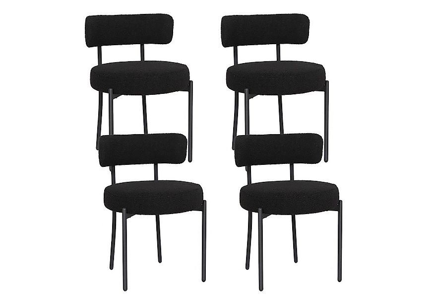 Puluomis Esszimmerstuhl (2/ 4/6er Set Bouclé mit Rückenlehnen, Polsterstühl günstig online kaufen