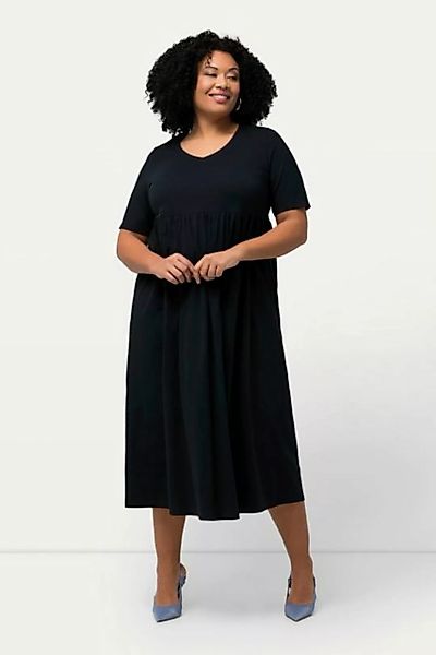 Ulla Popken Maxikleid Jerseykleid Empirenaht A-Linie V-Ausschnitt günstig online kaufen