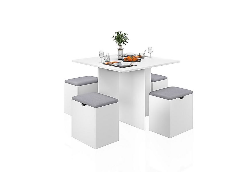 Mondeer Essgruppe (Set, 5-tlg), (5-tlg), 4 Stühle und 1 Tisch,weiß günstig online kaufen