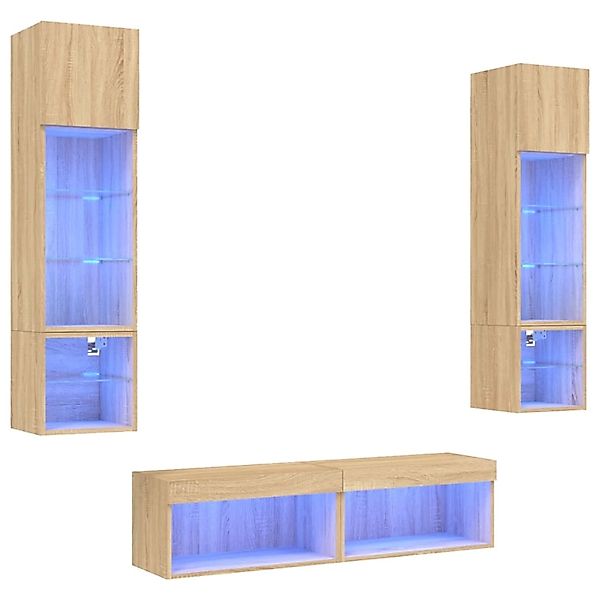 VidaXL 6-tlg. Wohnwand mit LED-Beleuchtung Sonoma-Eiche Holzwerkstoff  Mode günstig online kaufen