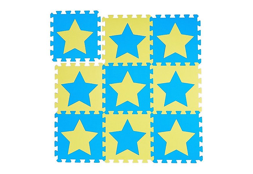 relaxdays Spielmatte Puzzlematte Sterne, Blau-Gelb günstig online kaufen