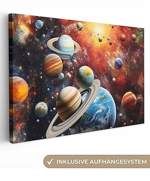 OneMillionCanvasses® Leinwandbild Planeten - Universum - Neon - Weltraum, F günstig online kaufen