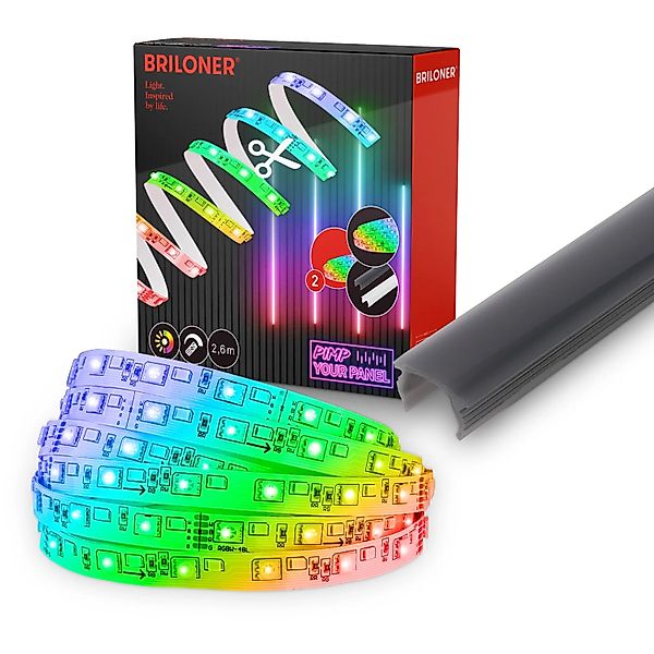 Briloner LED Band Pimp your Panel Ergänzungs-Set RGB+W Dimmbar 2,6 m Weiß günstig online kaufen