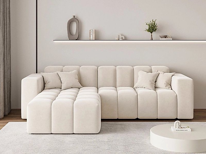 GrainGold Ecksofa L-Form LOOPO - 265x180 cm, Creme, Links, Wellenfedern, HR günstig online kaufen