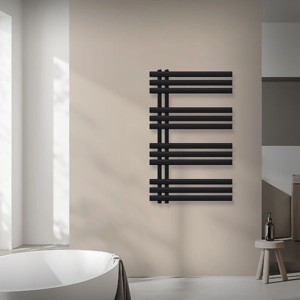 LuxeBath Badheizkörper Iron EM 600x1000 mm Schwarz Matt Thermostat Eck günstig online kaufen
