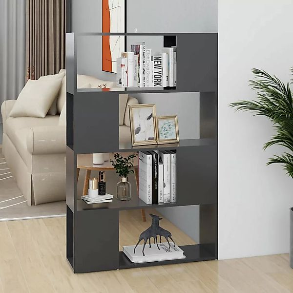 Bücherregal Raumteiler Grau 80x24x124,5 Cm Spanplatte günstig online kaufen