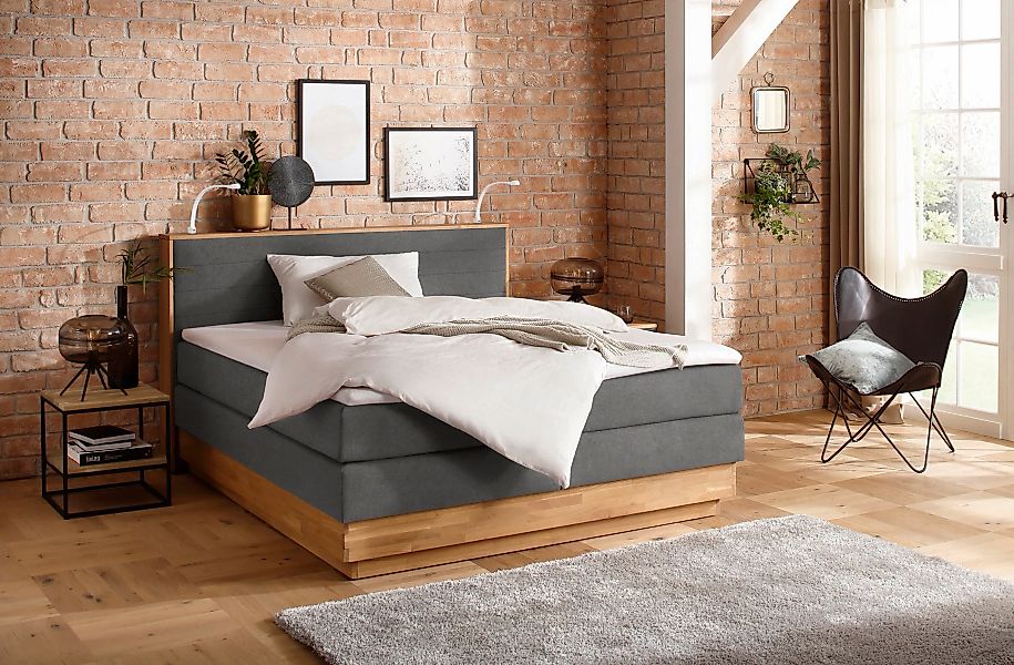Home affaire Boxspringbett »Cavan«, Eiche, inkl. Bettkasten & Topper, versc günstig online kaufen