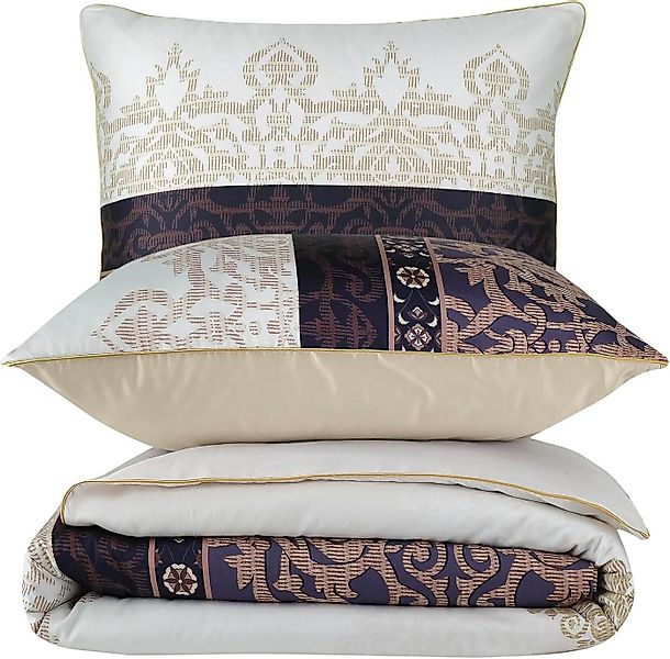 Aymando Bettwäsche Asrun, 100% Baumwolle Mako Satin, 3 teilig, Saum und Rei günstig online kaufen