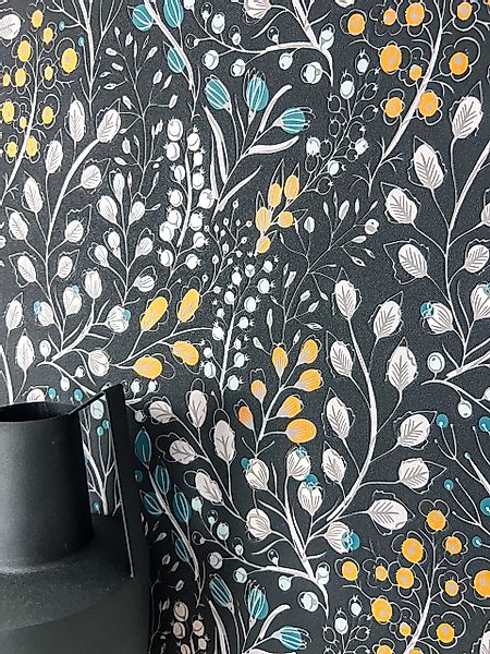 Newroom Vliestapete, Schwarz Tapete Floral Blätter günstig online kaufen