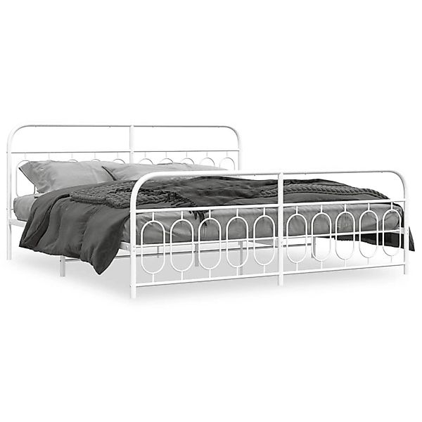 vidaXL Bettgestell mit Kopf- und Fußteil Metall Weiß 200x200 cm 377191 günstig online kaufen