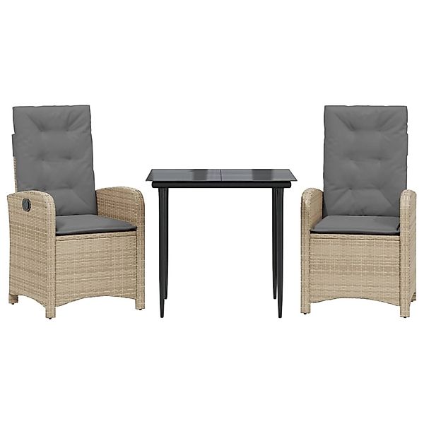 vidaXL 3-Tlg Garten-Essgruppe mit Kissen Beigemischung Poly Rattan 3212390 günstig online kaufen