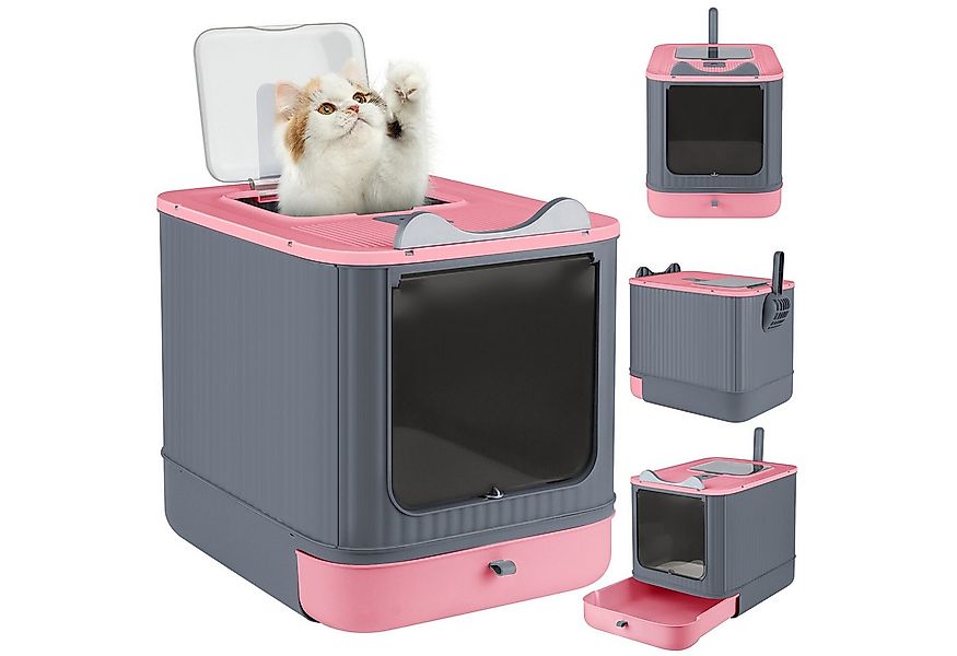 JEOBEST Katzentoilette Katzenklo mit Deckel Schaufel Aktivkohlefilter günstig online kaufen