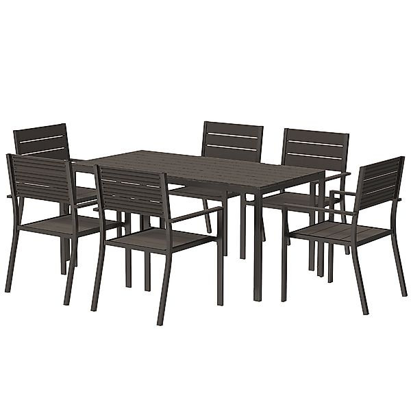 Outsunny Sitzgruppe 7-teilig Essgruppe für 6 Personen Esstisch mit 6 stapel günstig online kaufen