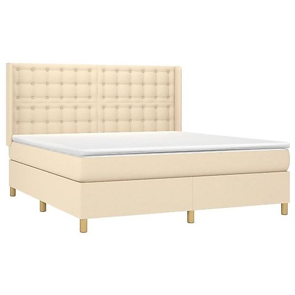 vidaXL Bett Boxspringbett mit Matratze & LED Creme 160x200 cm Stoff günstig online kaufen