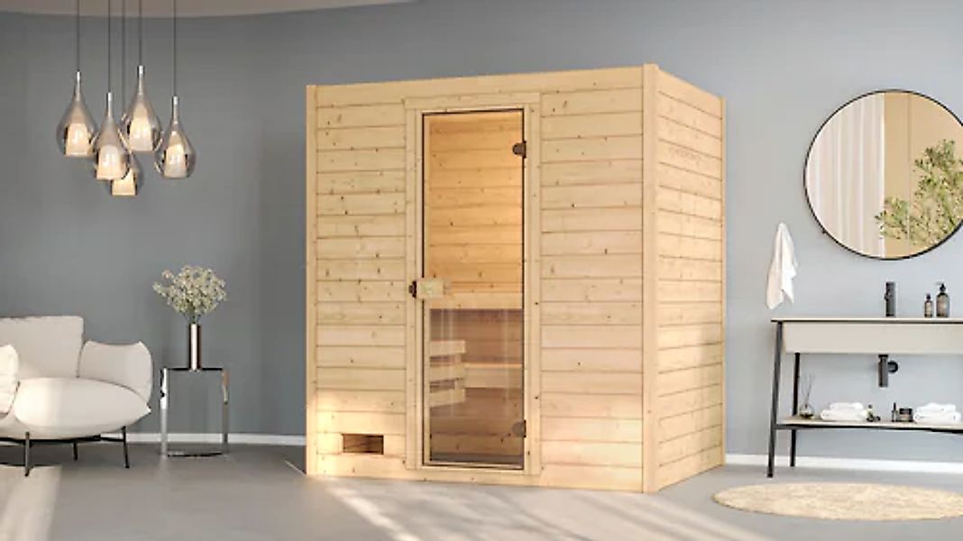 weka Sauna »Massivholzsauna VALIDA 2« Blockbohlen, moderne Ganzglastür günstig online kaufen