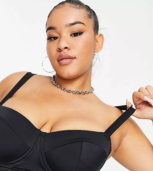 Missguided Plus – Bikinioberteil mit Bügeln in Schwarz günstig online kaufen