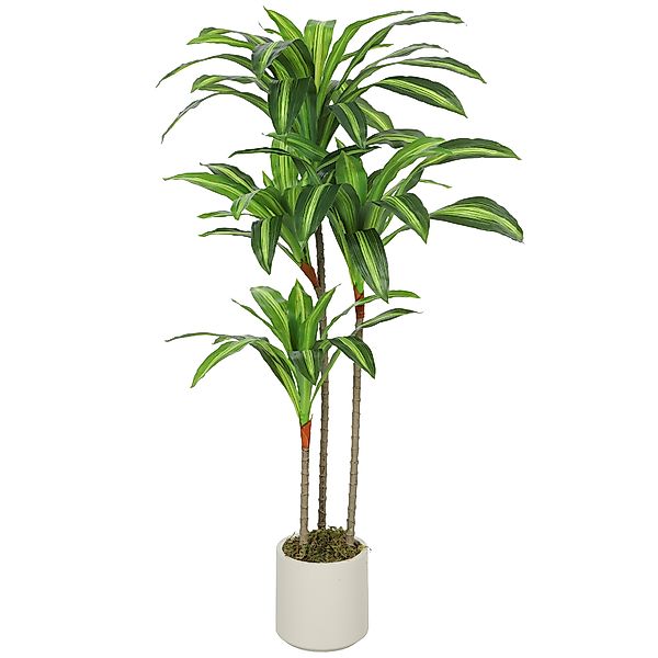 HOMCOM Künstliche Dracena-Pflanze mit verstellbaren Zweigen und weißem PP-T günstig online kaufen