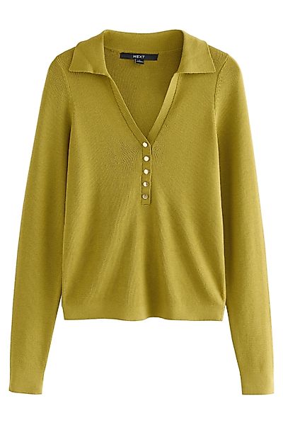 Next Polokragenpullover Weicher Polo-Strickpullover mit V-Ausschnitt günstig online kaufen