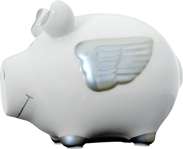 KCG Spardose Kleinschwein Engelschwein silber - günstig online kaufen