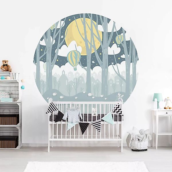 Bilderwelten Runde Tapete selbstklebend Kinderzimmer Mond mit Bäumen und Hä günstig online kaufen