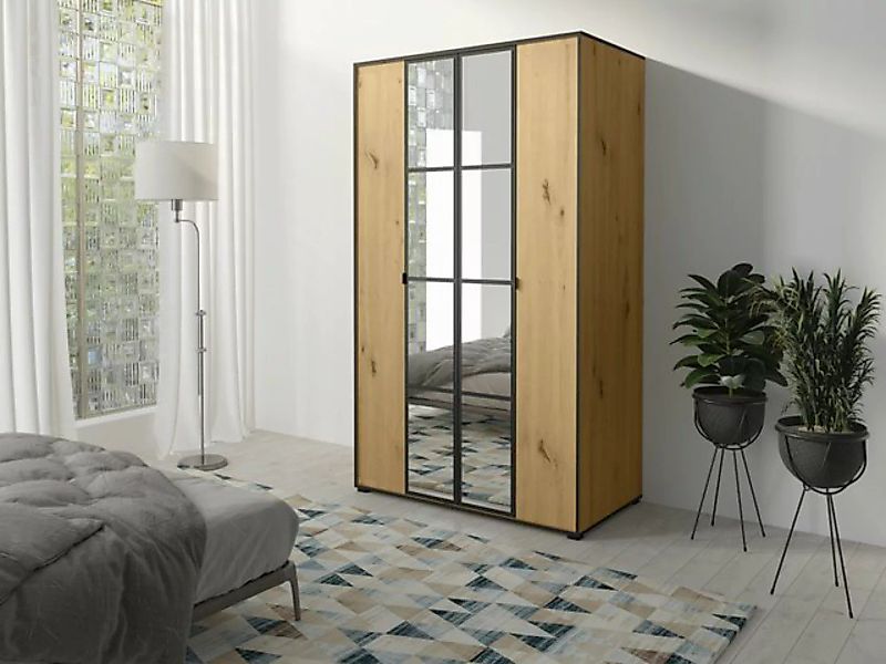 Beautysofa Kleiderschrank Moderne, stilvolle Garderobe mit Sprossen Ostello günstig online kaufen