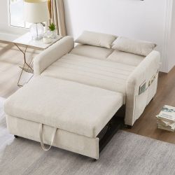 Merax Schlafsofa mit Schlaffunktion, Zweisitzer-Klappsofa, Baumwoll-Leinen- günstig online kaufen