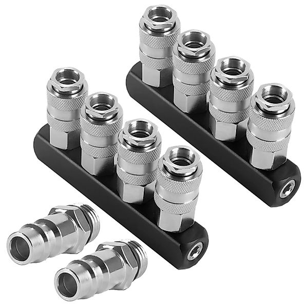 STAHLWERK 4 Fach Druckluft Verteiler bis 35 Bar Schnellkupplung Viertel Zol günstig online kaufen