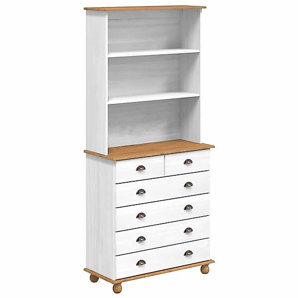 vidaXL Aufsatzschrank ASKIM Weiß 91 x 40 x 200,5 cm Massivholz Kiefer 33346 günstig online kaufen