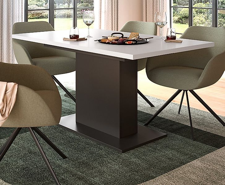 Inn.Furn Säulen-Esstisch Home-X (Küchentisch in weiß und grau, ausziehbar, günstig online kaufen