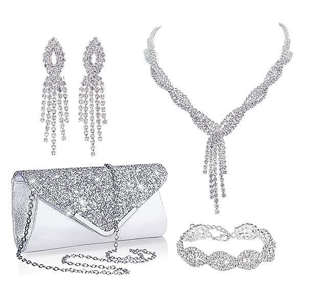 ibettertec Schmuckset Damen Glitzer Clutch Strass günstig online kaufen