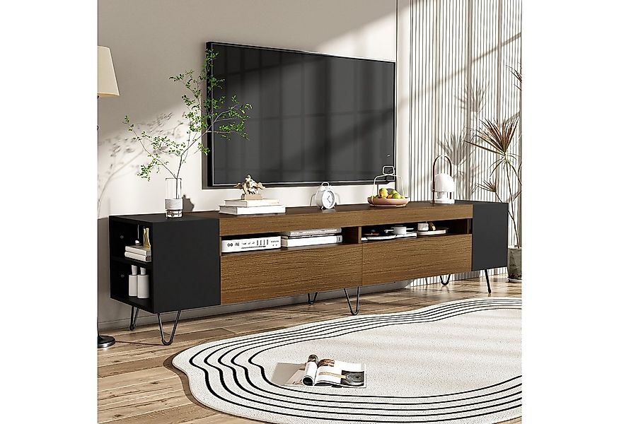 STILVORA Lowboard 180cm Moderner TV-Schrank in wohnzimmer,Schwarz und Holzo günstig online kaufen