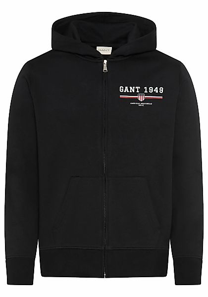 Gant Kapuzensweatjacke "GRAPHIC FULL ZIP HOODIE" Kängurutasche, Rippbündche günstig online kaufen