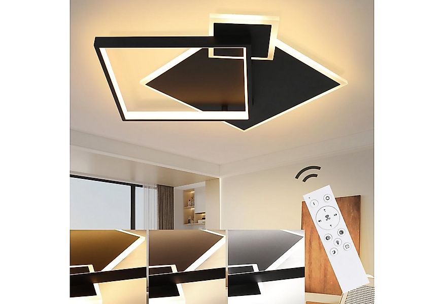 Nettlife LED Deckenleuchte Wohnzimmer Schwarz Dimmbar mit Fernbedienung Dec günstig online kaufen