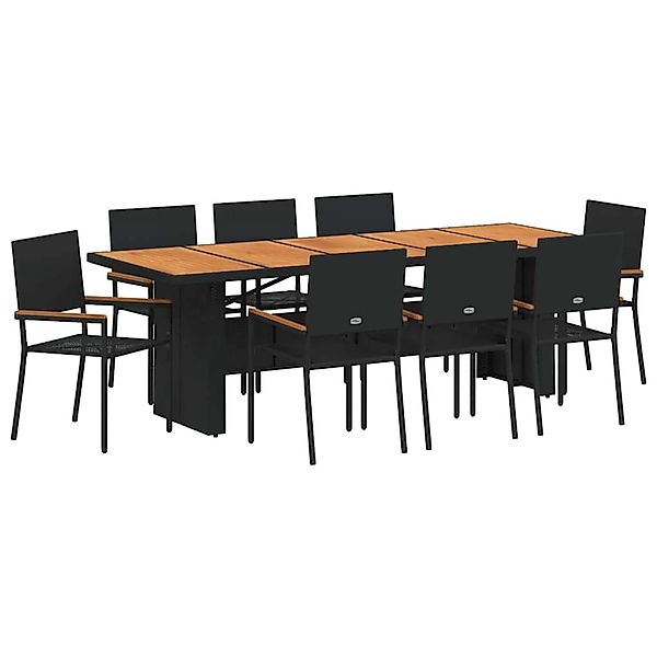 vidaXL Garten Essgruppe 9-Tlg Schwarz Poly Rattan 3365420 günstig online kaufen