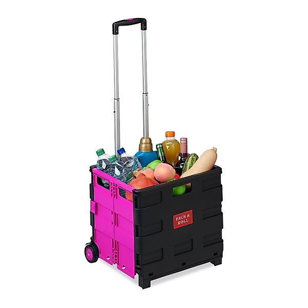 relaxdays Einkaufstrolley klappbar, Pink günstig online kaufen