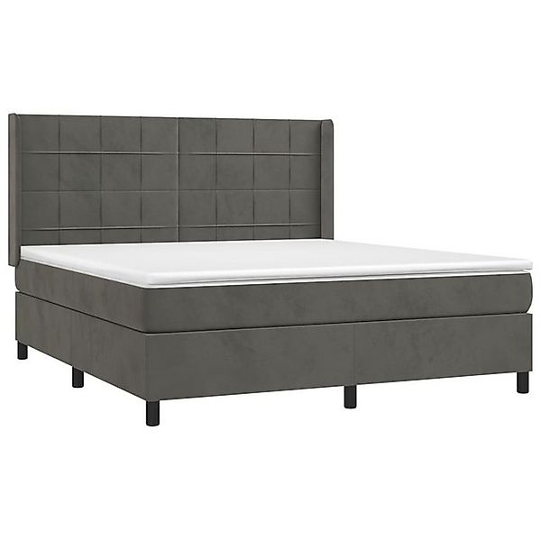 vidaXL Bett Boxspringbett mit Matratze & LED Dunkelgrau 160x200 cm Samt günstig online kaufen