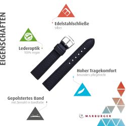 MARBURGER Uhrenarmband 20mm Kunststoff Vegan Schwarz günstig online kaufen