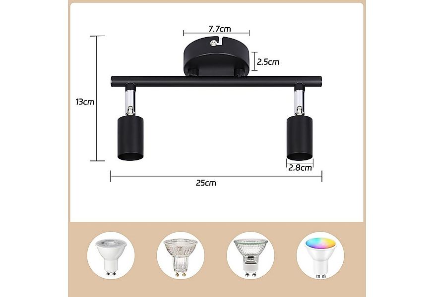 ZMH Deckenleuchte 2 Flammig - Deckenstrahler Modern Deckenlampe GU10 Flur S günstig online kaufen