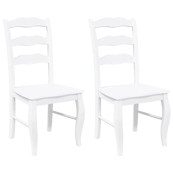 vidaXL Esszimmerstühle 2 Stk Weiß Massivholz Gummibaum 4102497 günstig online kaufen