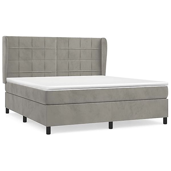 vidaXL Boxspringbett Boxspringbett mit Matratze Hellgrau 180x200 cm Samt Be günstig online kaufen