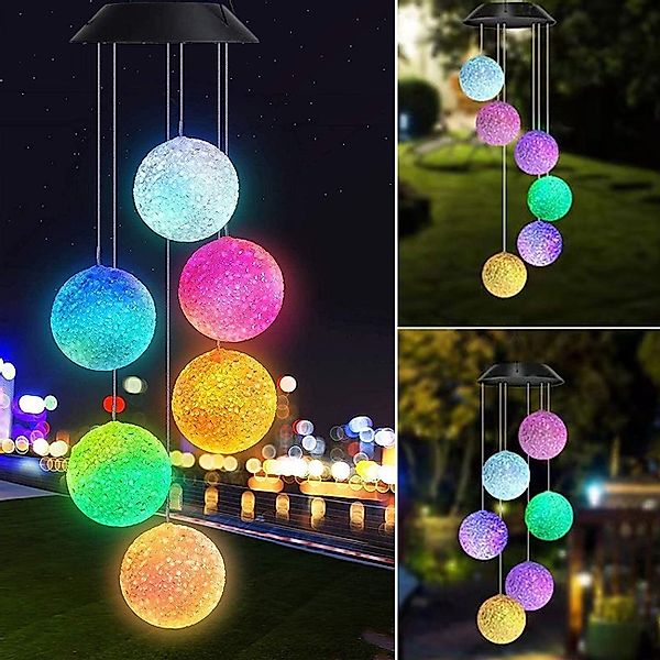LETGOSPT LED Solarleuchte Solar Windspiel Außen, günstig online kaufen